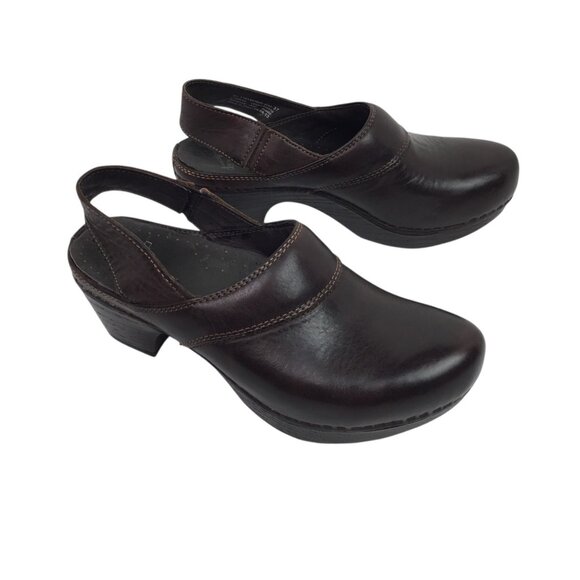 Dansko Pearl Womens 7 Leather Slingback Clogs Brown - Picture 7 of 12